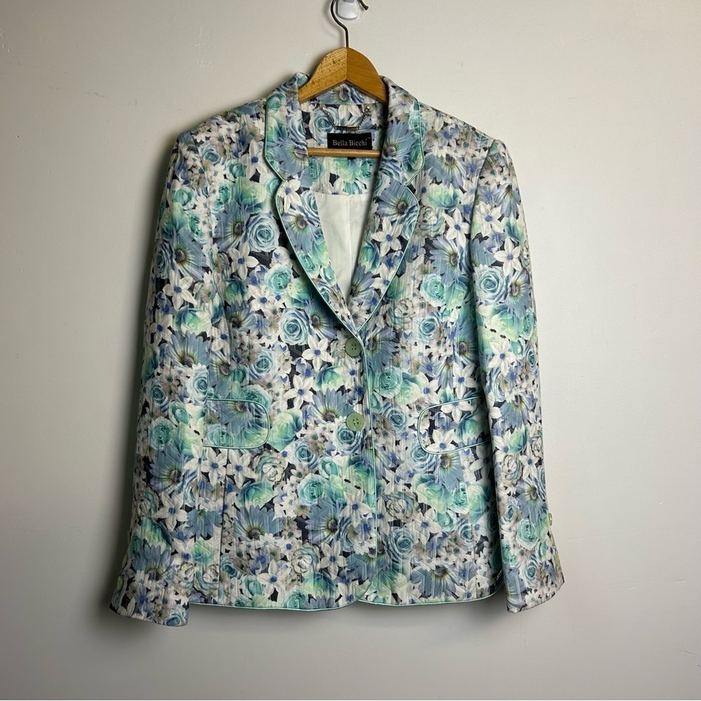 Bella Bicchi Floral Blazer Size 46-12 Summer Spring Beach Hotel Career Old Money